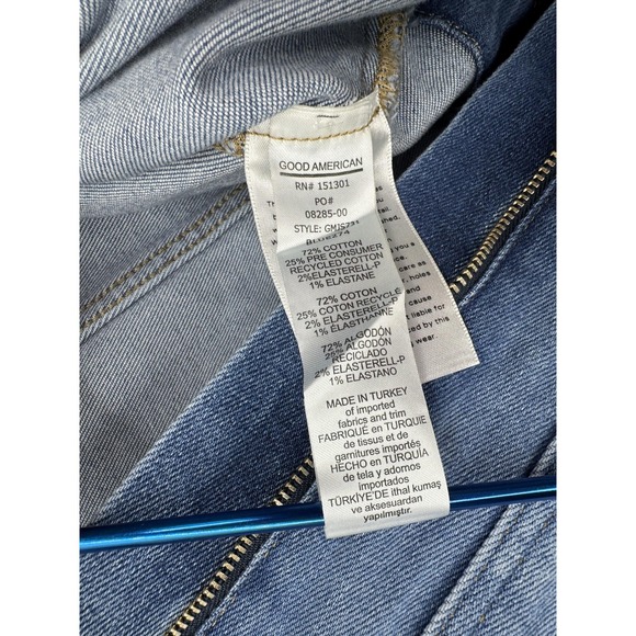 Good American Jumpsuit Womens 7 (4XL) Plus Blue Denim Short Sleeve Zip Utility - Picture 10 of 14